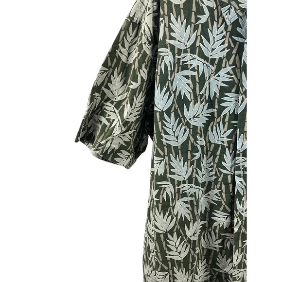 Vintage Denim Ridge Originals Leaf Print Green Button-Up Shirt XL Casual Hawaiia - Picture 6 of 7